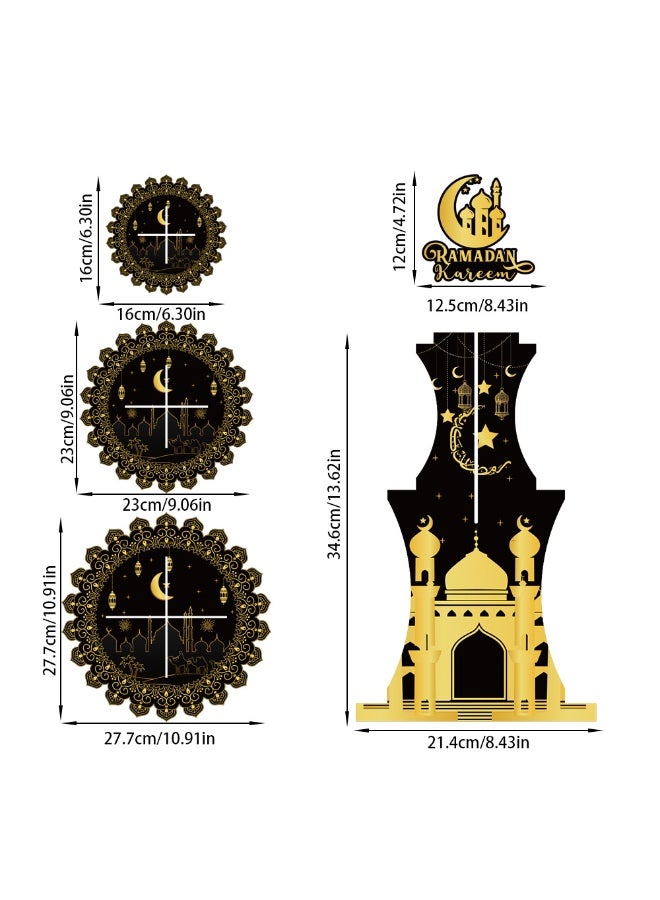 Eid Mubarak Decorations 3 Tier Ramadan Cupcake Stand Black & Gold Cupcake Stand Ramadan Party Supplies Moon Star Cake Stand Tableware And Decorations Eid Mubarak Party Supplies - Image 3